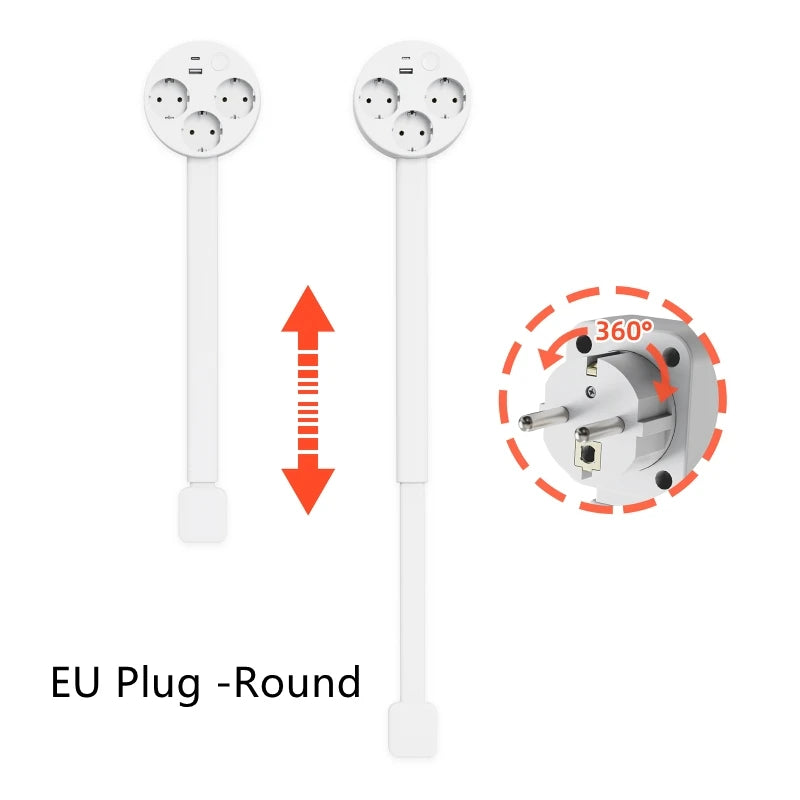 Electrical Wall Plug Rotates Electrical Outlet Extender Adjustable Length Power Outlets Extender Power Socket for NightStand