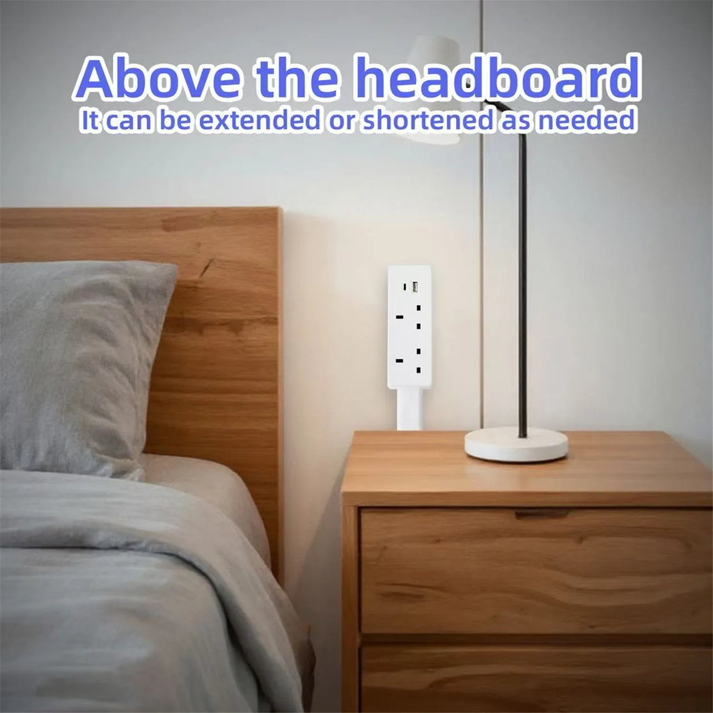 New Rotatable Electrical Wall Plug Extender with Adjustable Length Multi-Outlet Power Socket Adapter Space-Saving