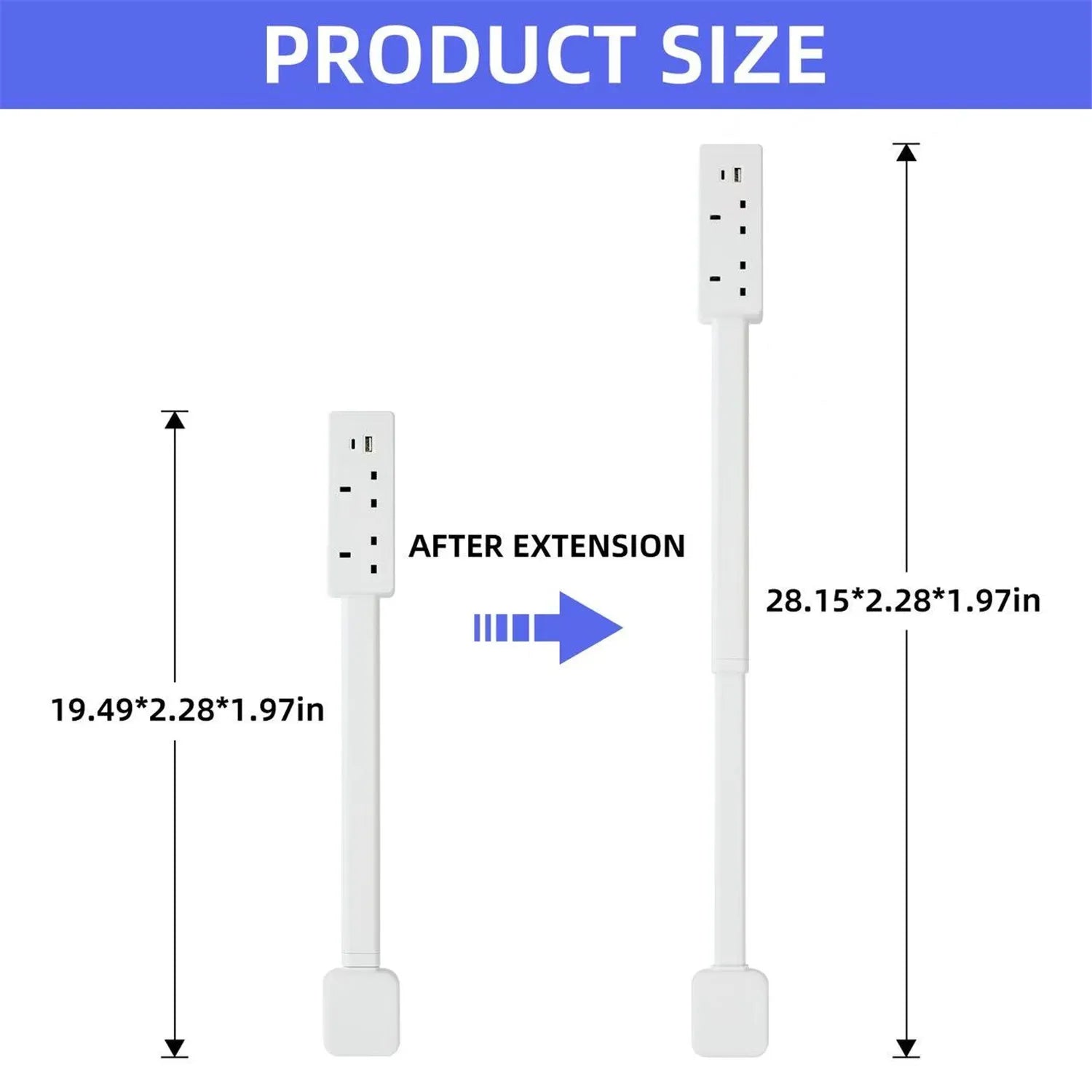 New Rotatable Electrical Wall Plug Extender with Adjustable Length Multi-Outlet Power Socket Adapter Space-Saving