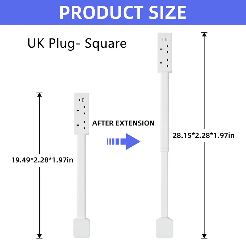 Electrical Wall Plug Rotates Electrical Outlet Extender Adjustable Length Power Outlets Extender Power Socket for NightStand