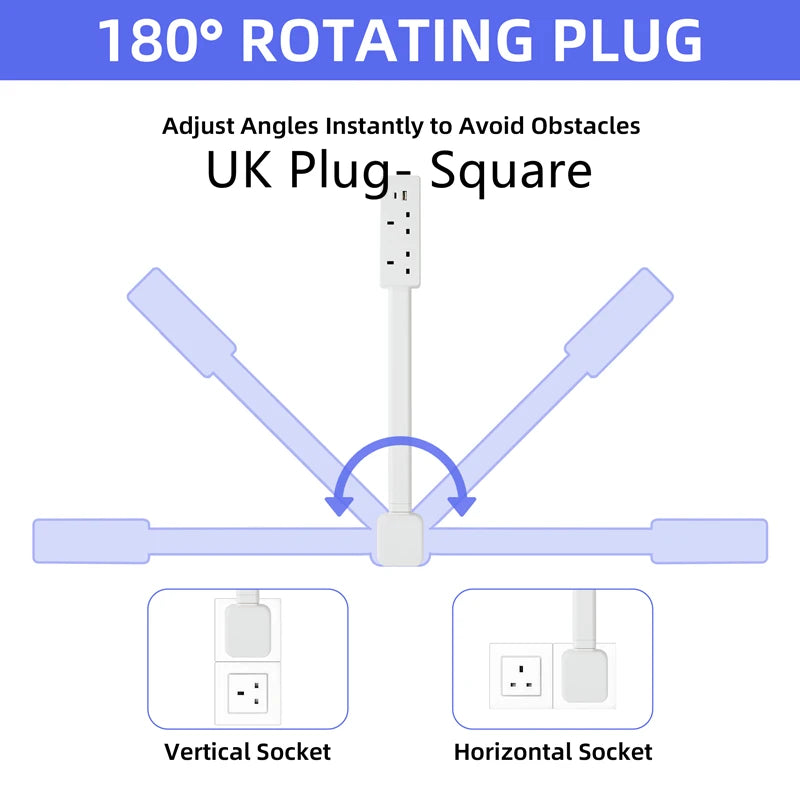 Electrical Wall Plug Rotates Electrical Outlet Extender Adjustable Length Power Outlets Extender Power Socket for NightStand