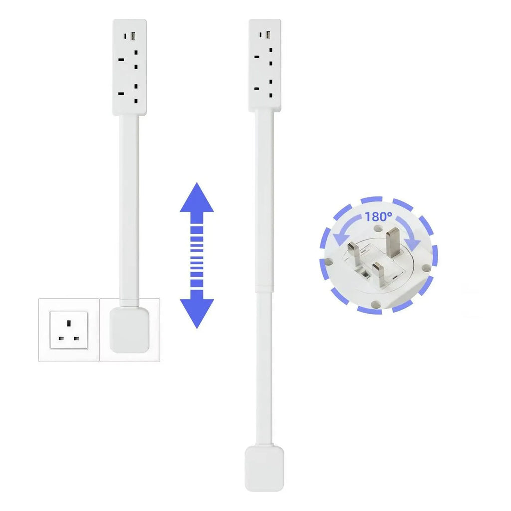 New Rotatable Electrical Wall Plug Extender with Adjustable Length Multi-Outlet Power Socket Adapter Space-Saving
