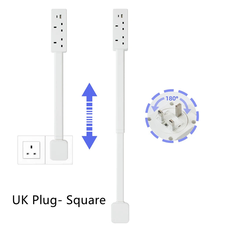 Electrical Wall Plug Rotates Electrical Outlet Extender Adjustable Length Power Outlets Extender Power Socket for NightStand